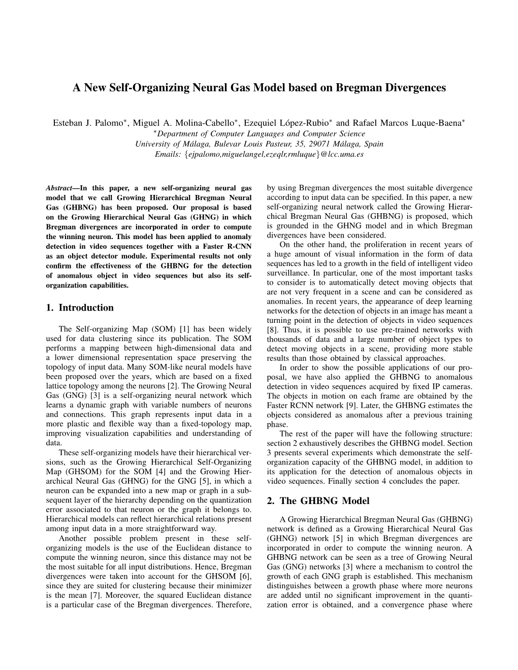 A New Self-Organizing Neural Gas Model Based on Bregman Divergences