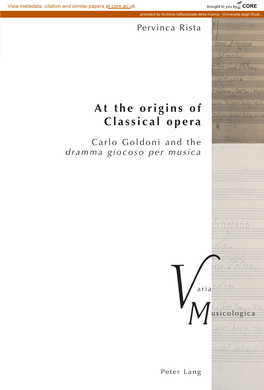 Carlo Goldoni and the Dramma Giocoso Per Musica
