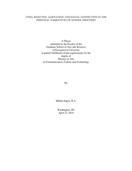 Alienation and Social Connection in the Personal Narratives of School Shooters