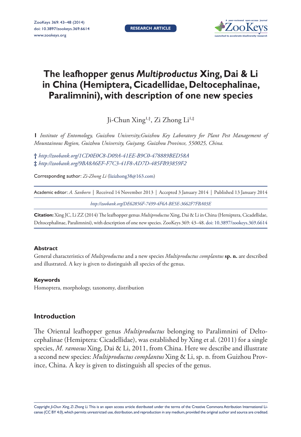 Hemiptera, Cicadellidae, Deltocephalinae, Paralimnini), with Description of One New Species