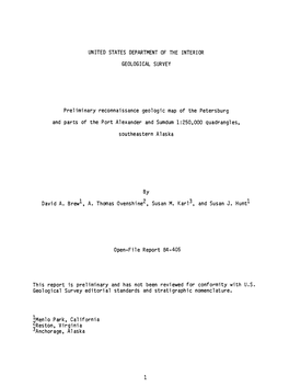 Preliminary Reconnaissance Geologic Map of the Petersburg and Parts of the Port Alexander and Sumdum 1:250,000 Quadrangles, Southeastern Alaska