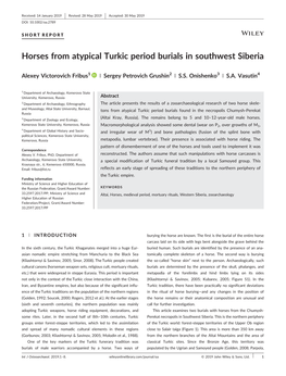 Horses from Atypical Turkic Period Burials in Southwest Siberia