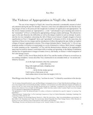 Kate Hart, the Violence of Appropriation in Virgil's Aeneid