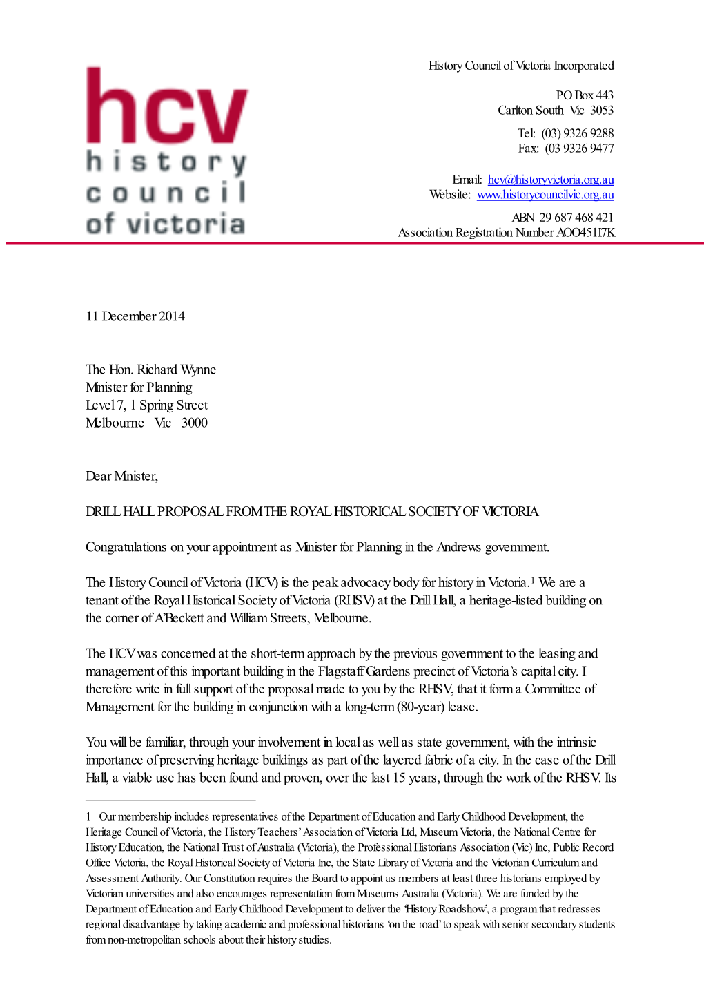 11 December 2014 the Hon. Richard Wynne Minister for Planning Level