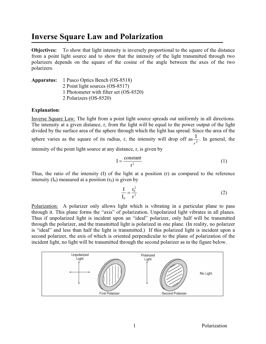 Inverse Square Law and Polarization