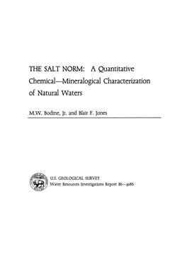 THE SALT NORM: a Quantitative Chemical Mineralogical Characterization of Natural Waters