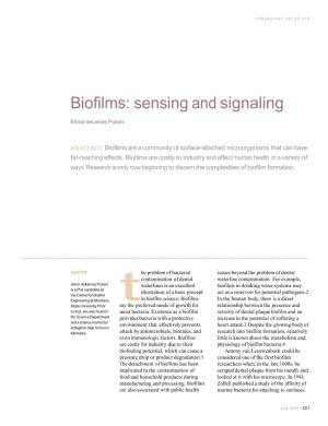 Biofilms: Sensing and Signaling