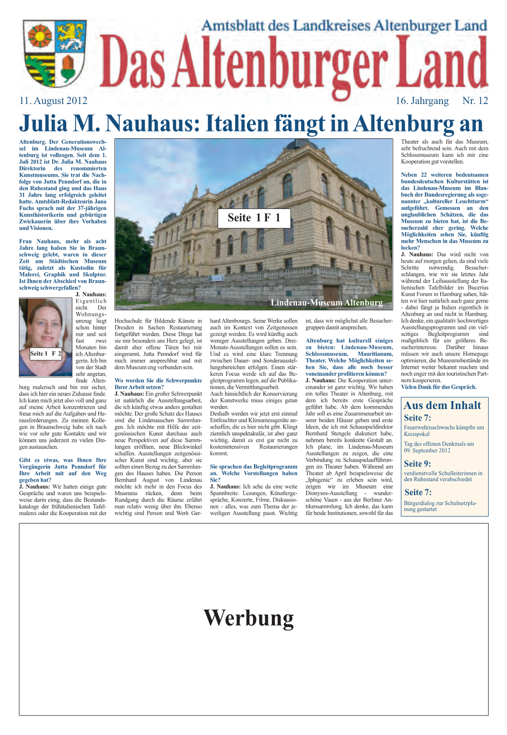 Amtsblatt Nr. 12 Vom 11. August 2012