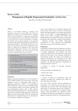 Management of Rapidly Progressing Periodontitis: an Overview
