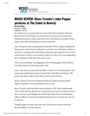 MUSIC REVIEW: Blues Traveler's John Popper Performs at the Cabot in Beverly