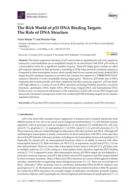 The Rich World of P53 DNA Binding Targets: the Role of DNA Structure