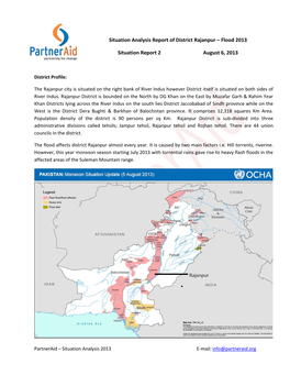 Situation Analysis Report of District Rajanpur – Flood 2013