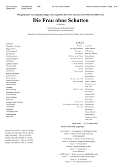 Die Frau Ohne Schatten Woman Without a Shadow Page 1 of 4 Opera Assn