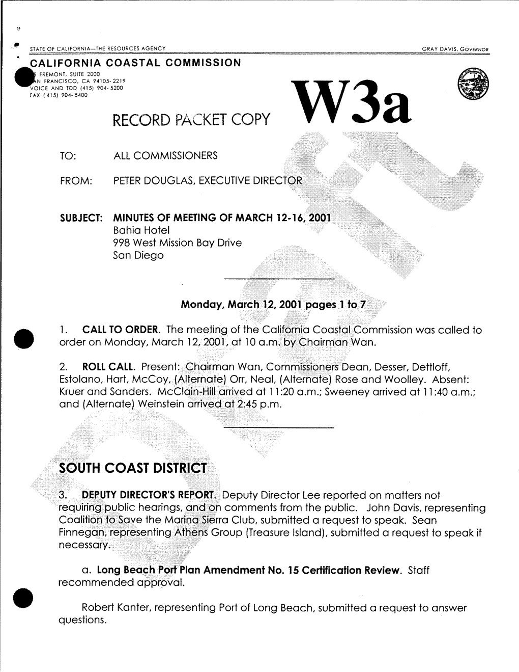 RECORD PACKET COPY W3a