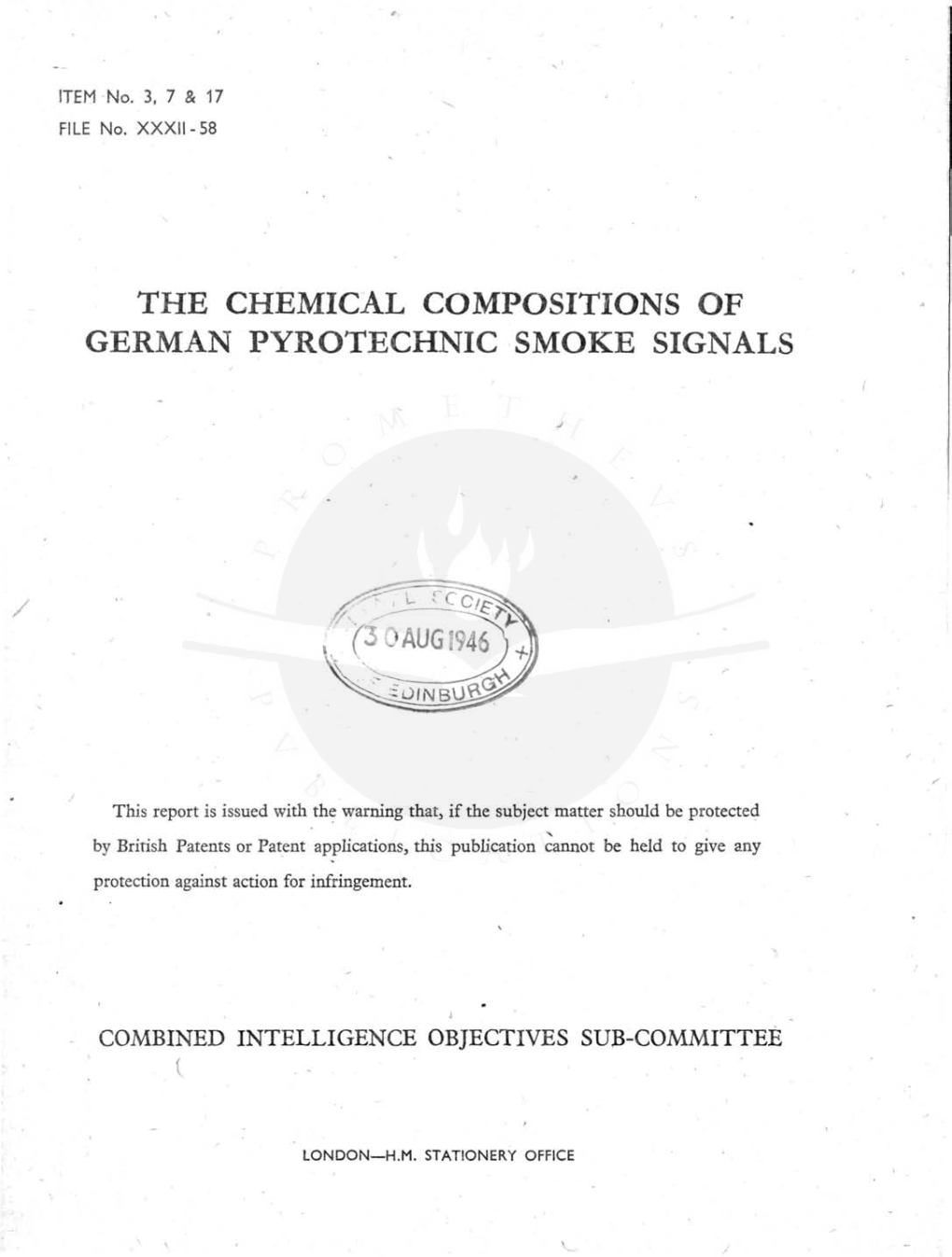 The Chemical Compositions of German Pyrotechnic Smoke Signals