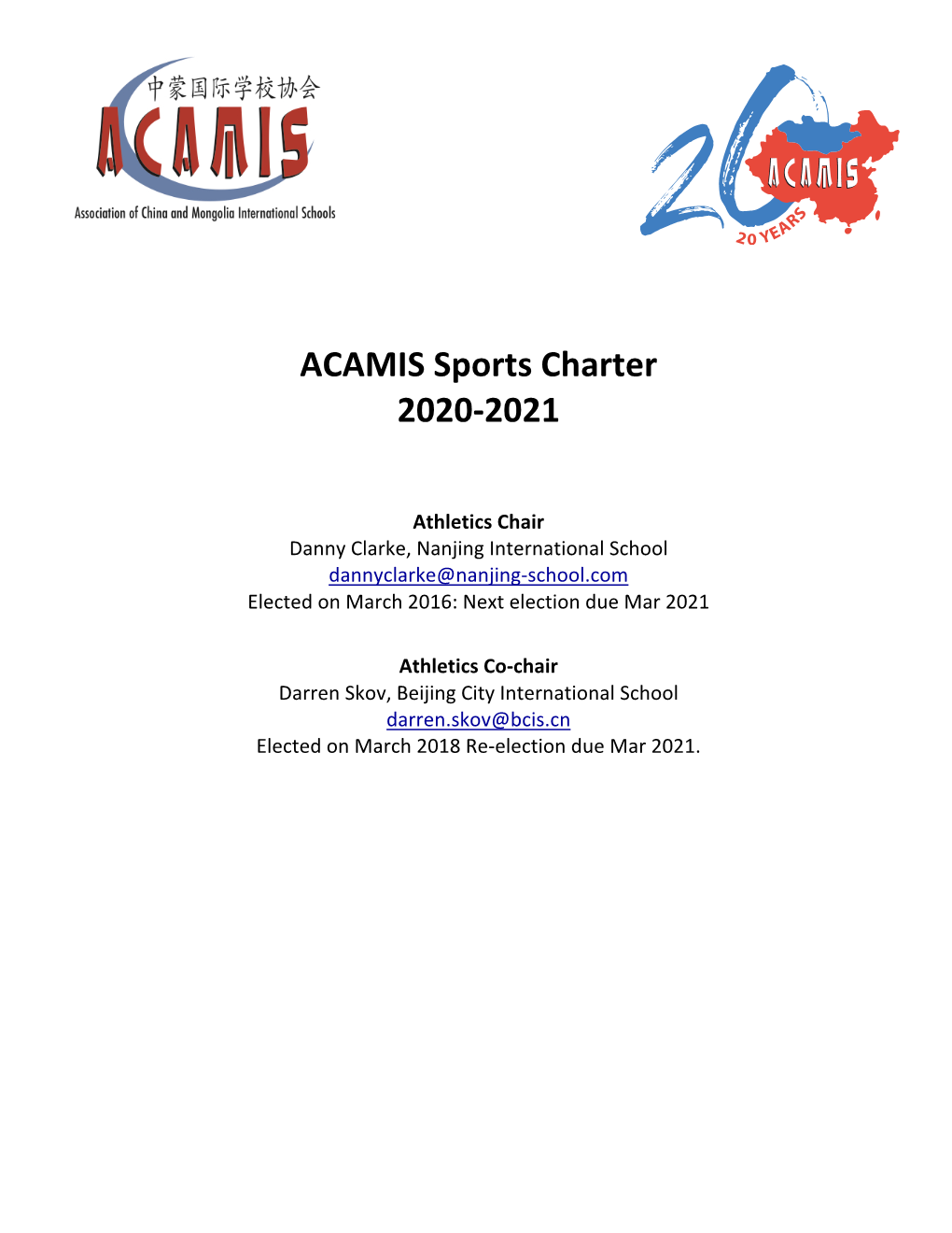 ACAMIS Sports League Charter 2020-21 Latest