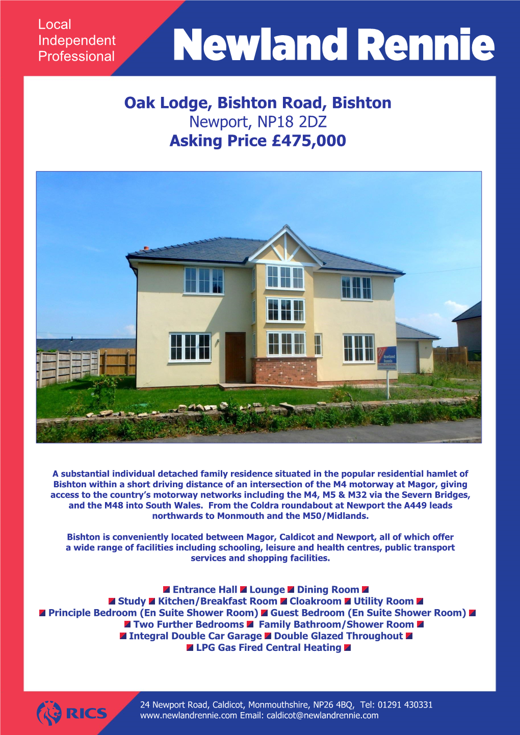 Oak Lodge, Bishton Road, Bishton Newport, NP18 2DZ Asking Price £475,000