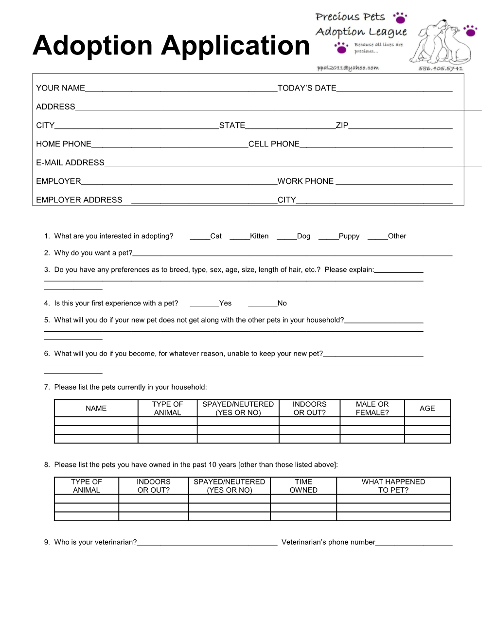 Adoption Application