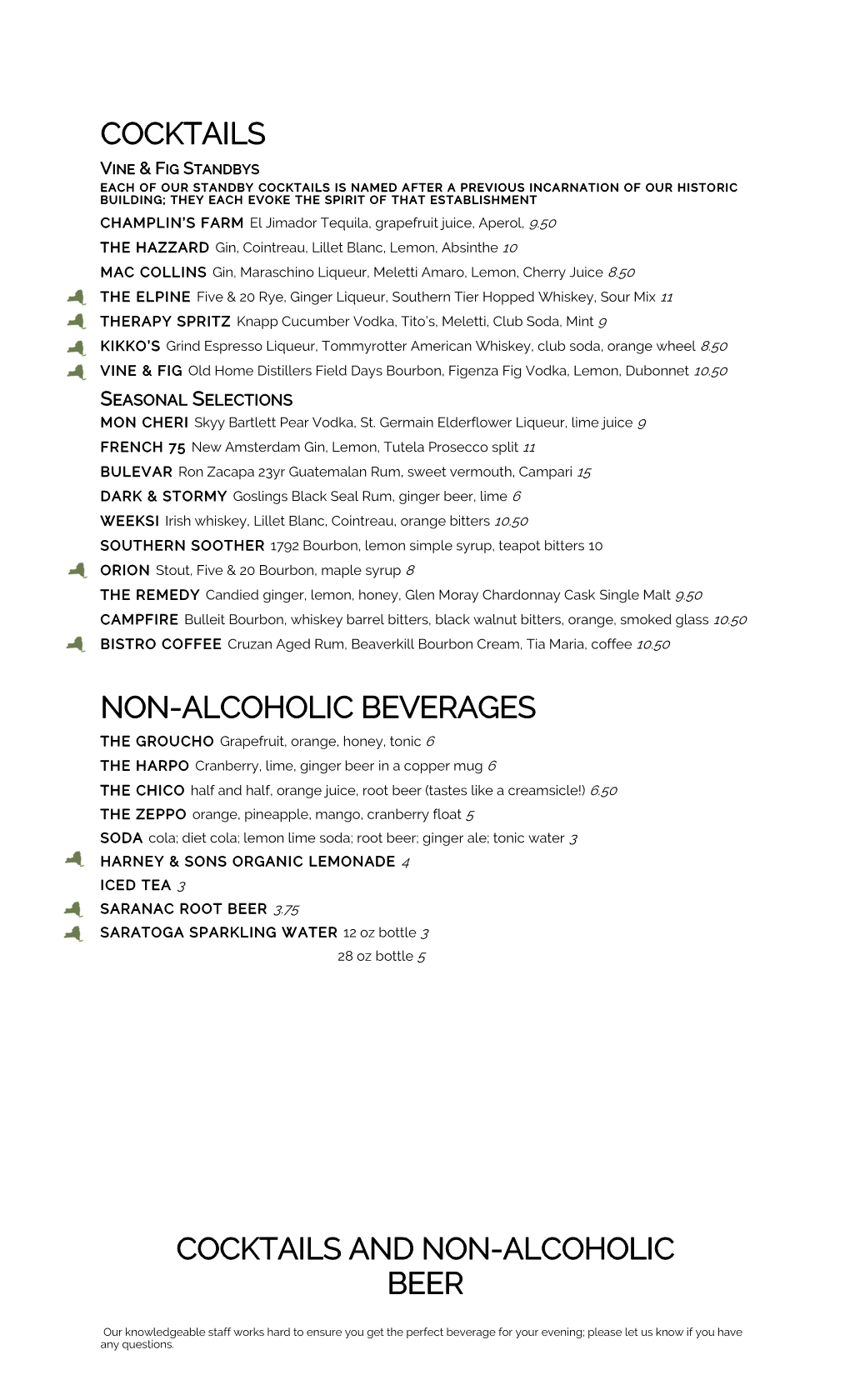 Cocktails Non-Alcoholic Beverages Beer