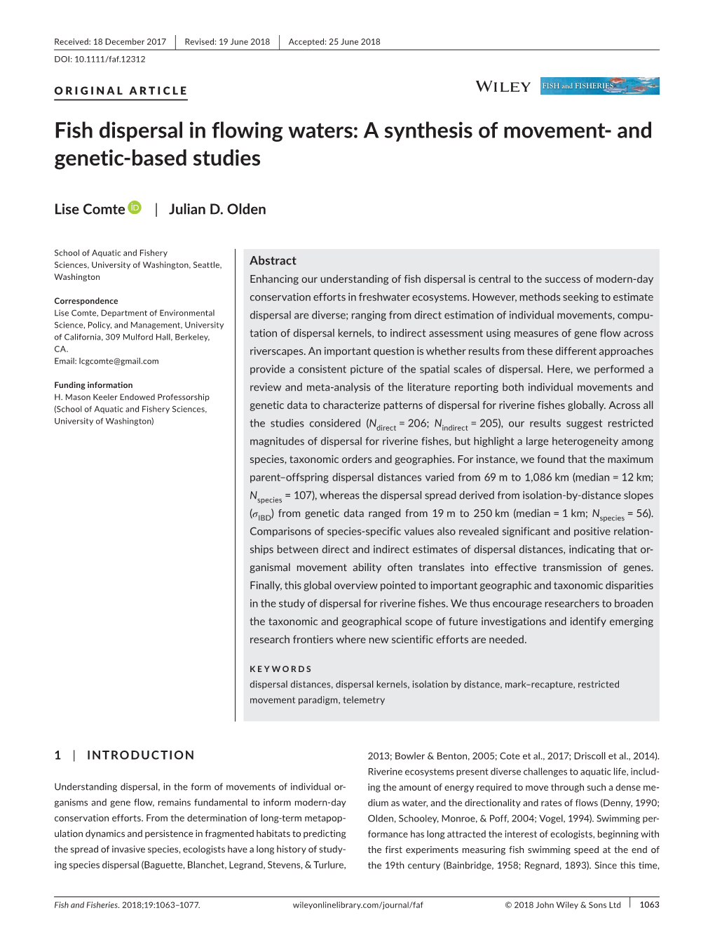 Fish Dispersal in Flowing Waters: a Synthesis of Movement- and Genetic