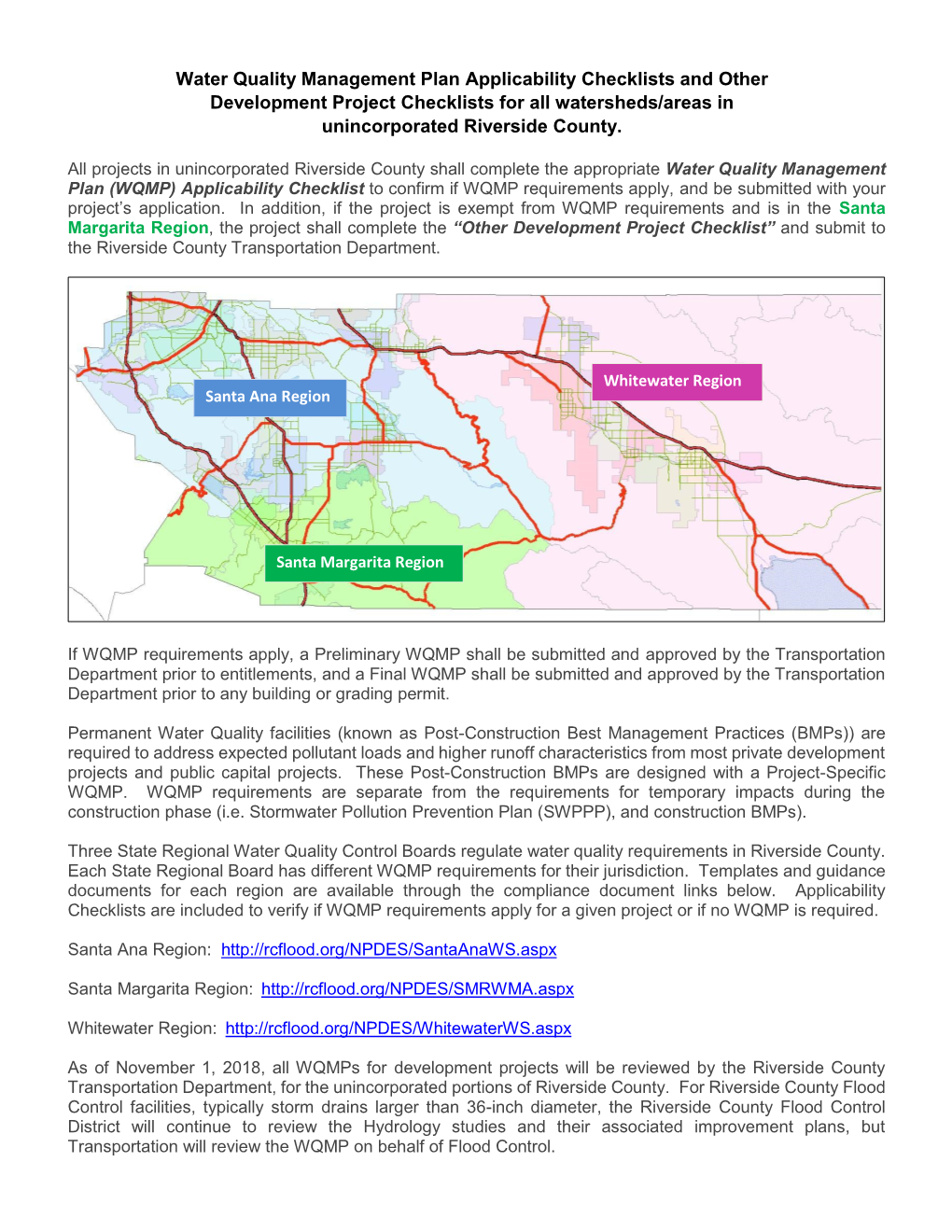 Whitewater Applicability Checklist