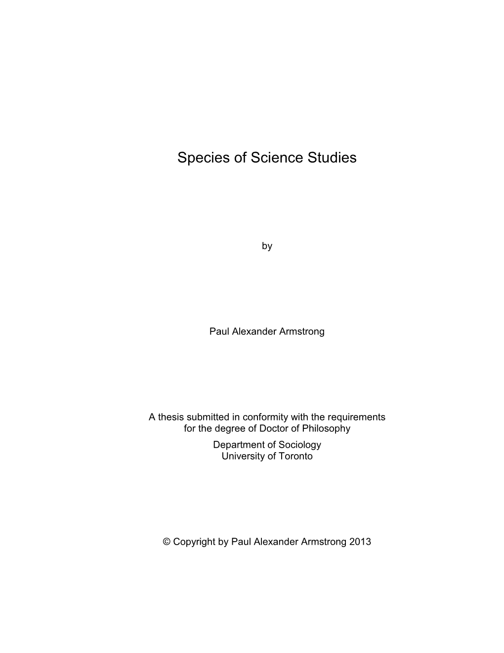 Species of Science Studies
