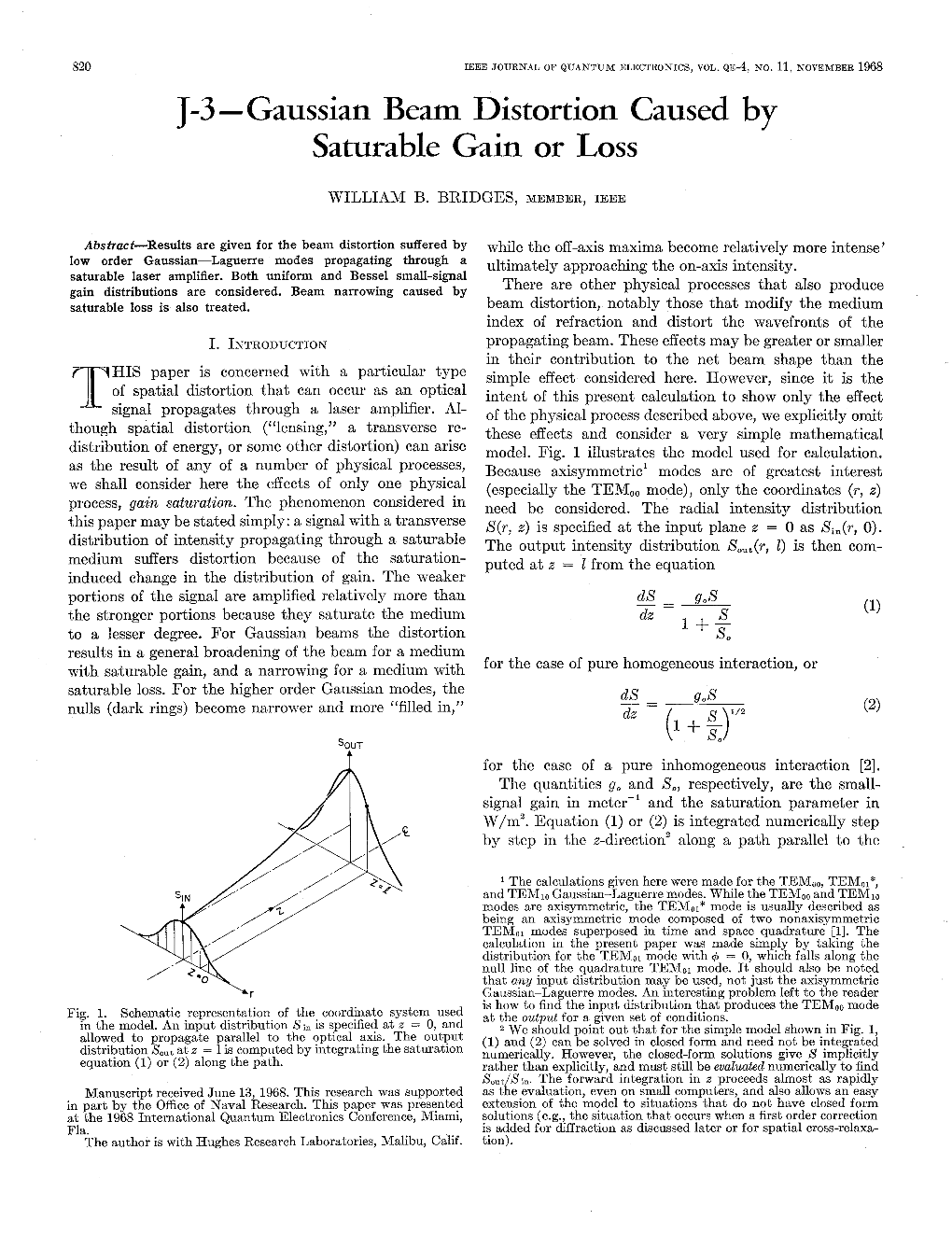 Gaussian Beam Distortion Caused by Saturable Gain Or Loss