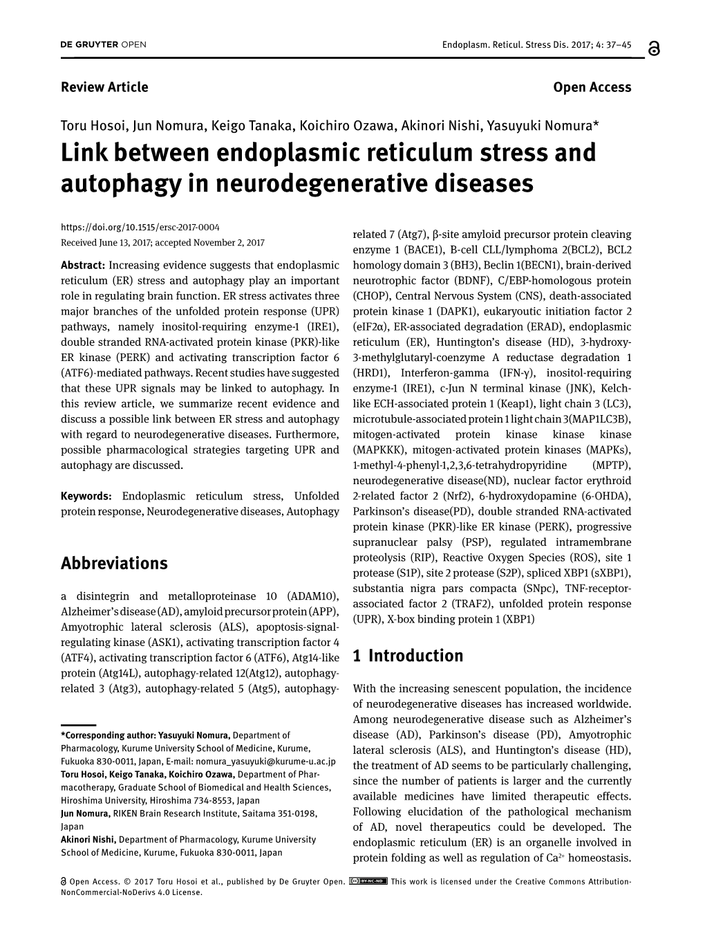 Link Between Endoplasmic Reticulum Stress and Autophagy In