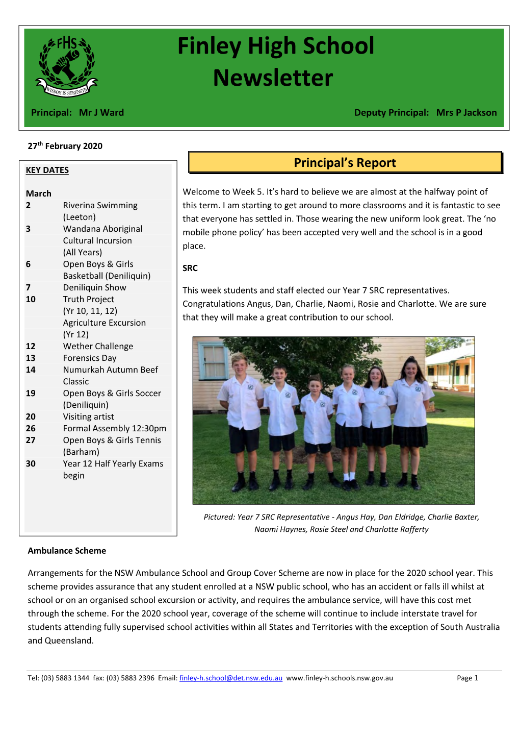 Finley High School Newsletter