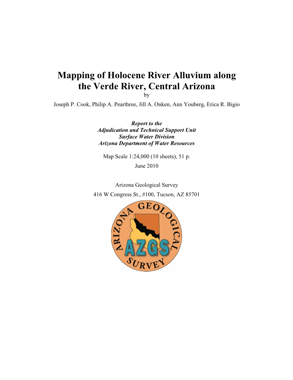 Mapping of Holocene River Alluvium Along the Verde River, Central Arizona by Joseph P