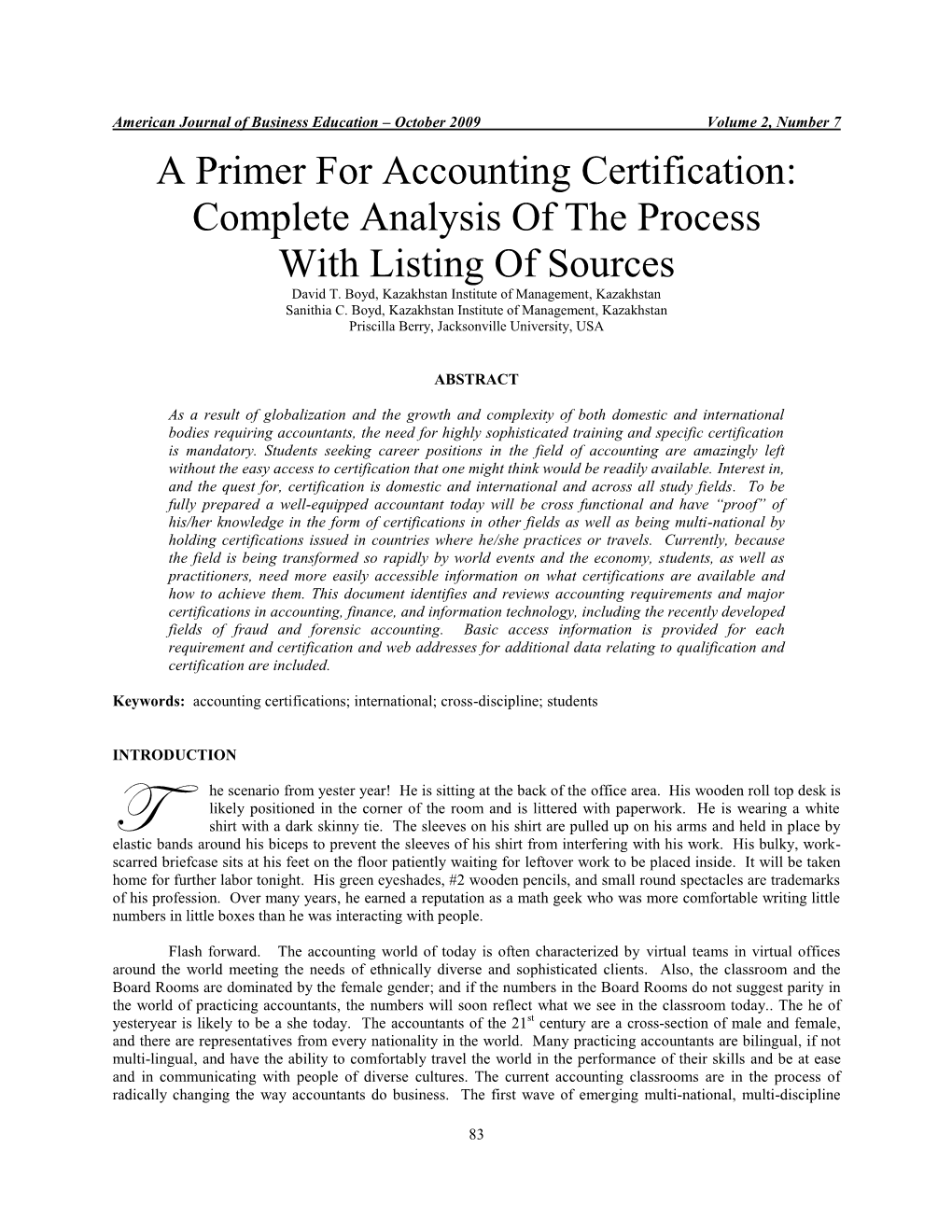 Accounting Certifications; International; Cross-Discipline; Students