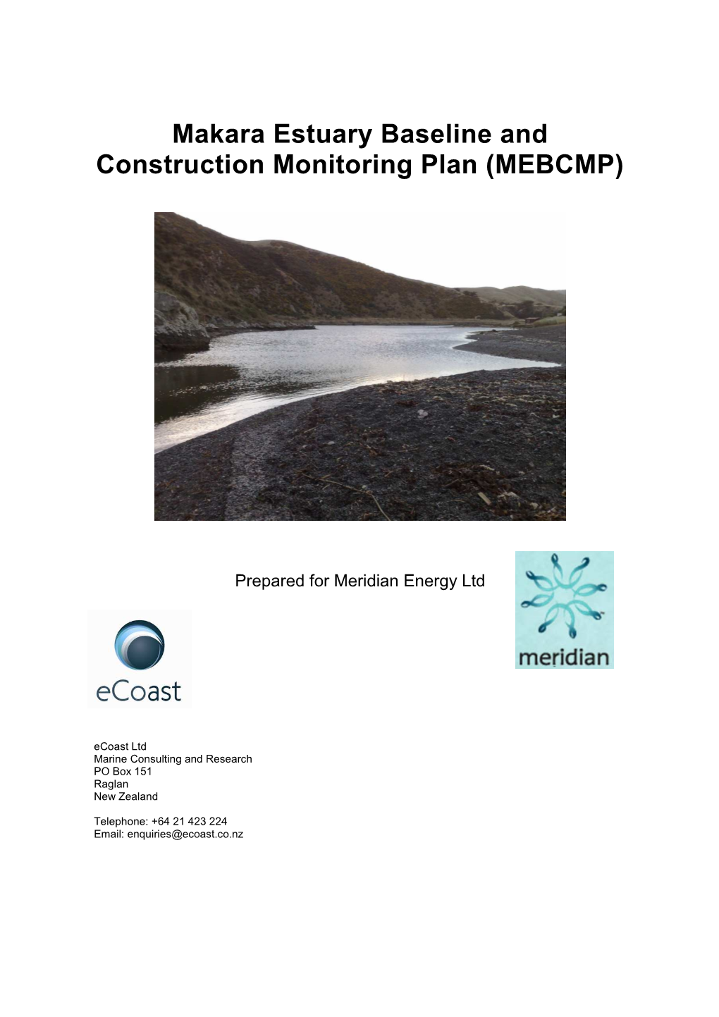 Makara Estuary Baseline and Construction Monitoring Plan (MEBCMP)