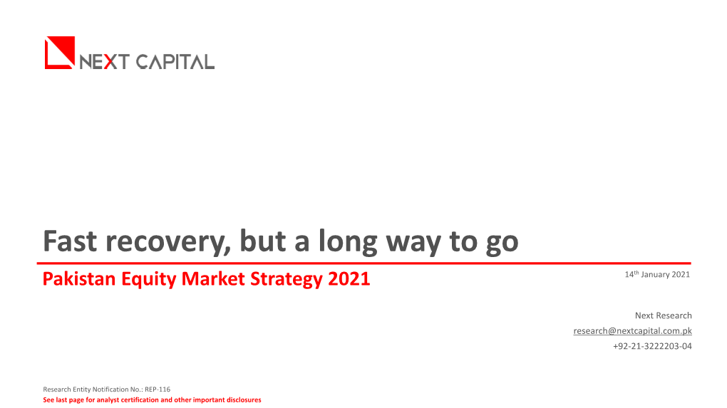 Pakistan Equity Market Strategy 2021 14Th January 2021