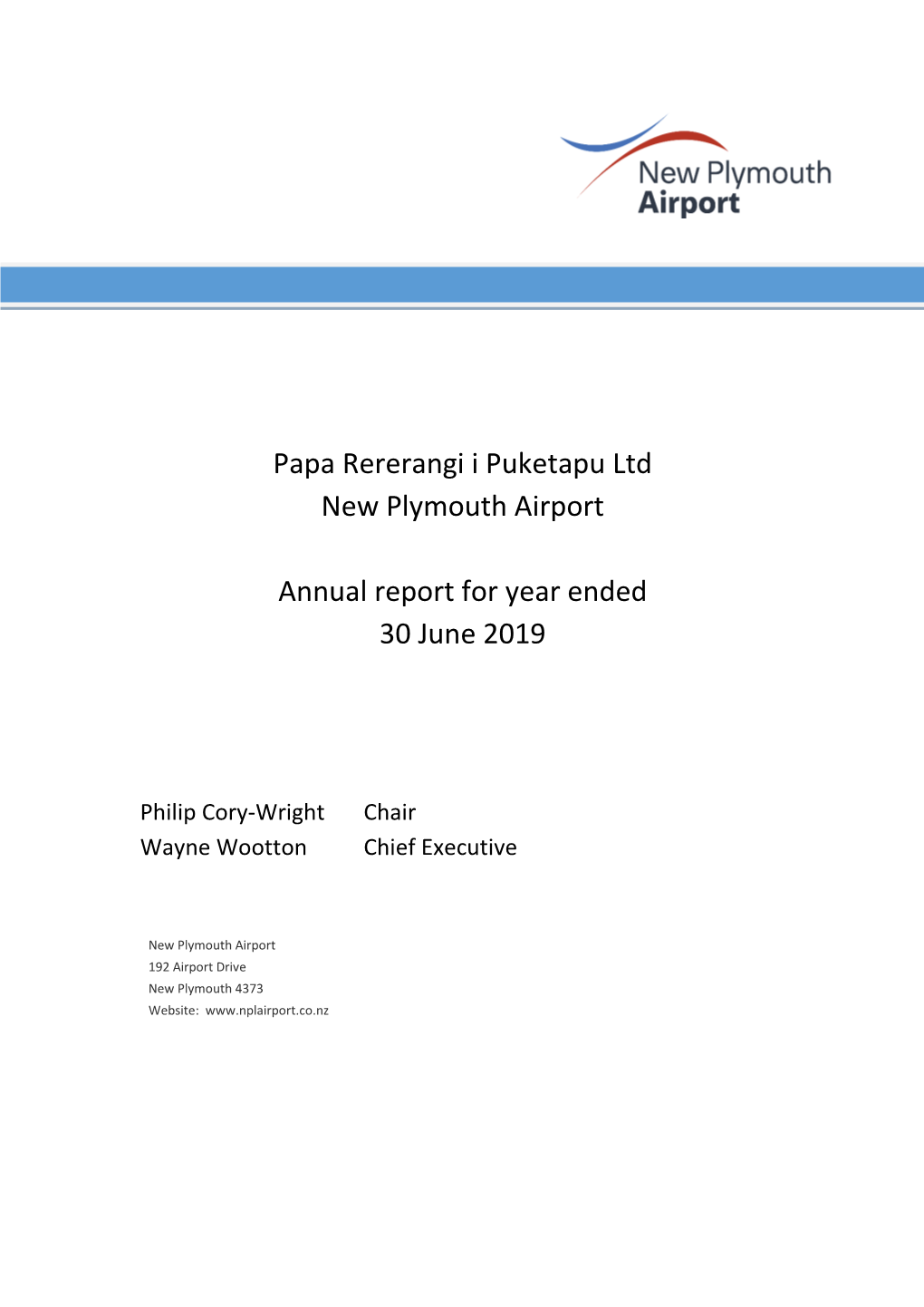 Papa Rererangi I Puketapu Ltd New Plymouth Airport Annual Report For
