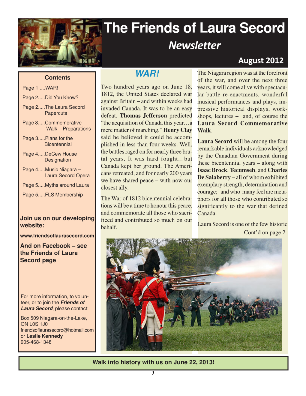 Friends of Laura Secord Newsletter 1