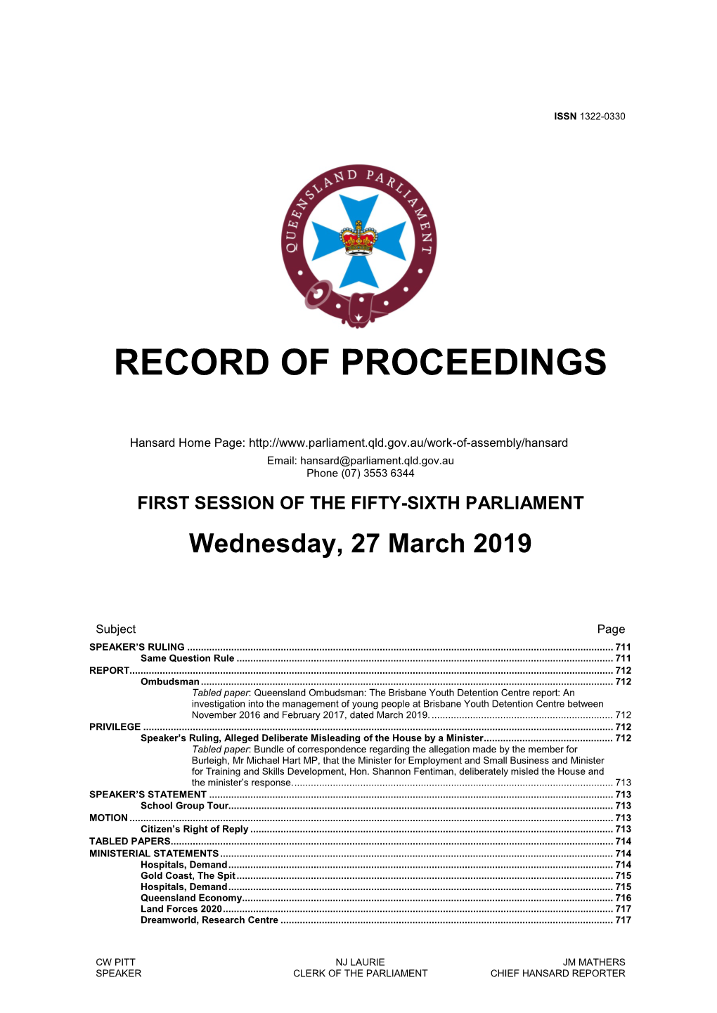 Record of Proceedings