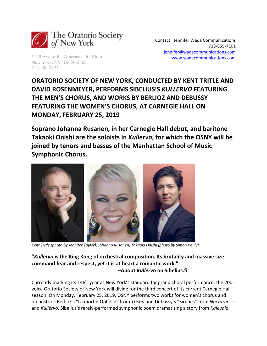 Oratorio Society of New York, Conducted by Kent