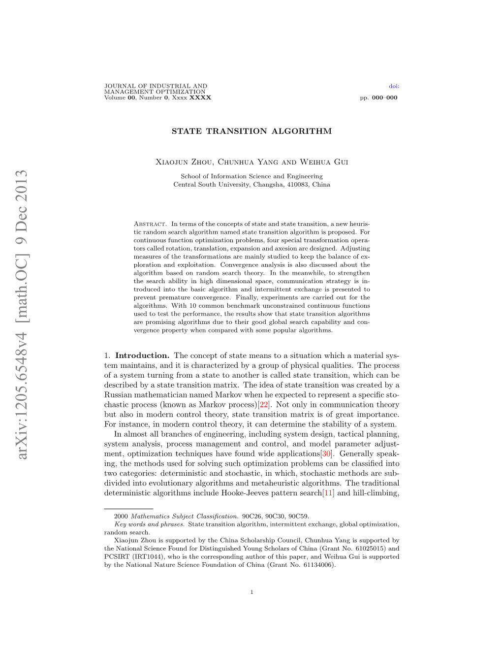 Arxiv:1205.6548V4 [Math.OC] 9 Dec 2013