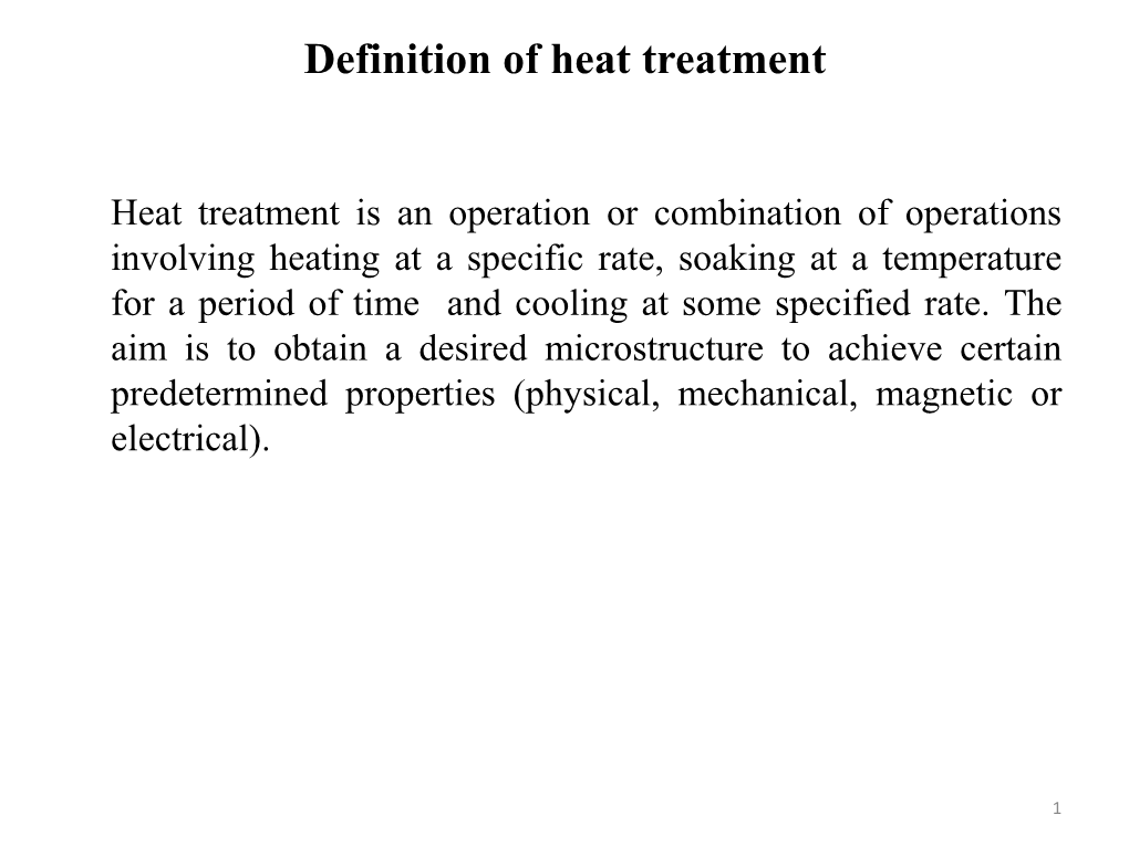 Definition of Heat Treatment