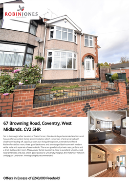 67 Browning Road, Coventry, West Midlands. CV2 5HR