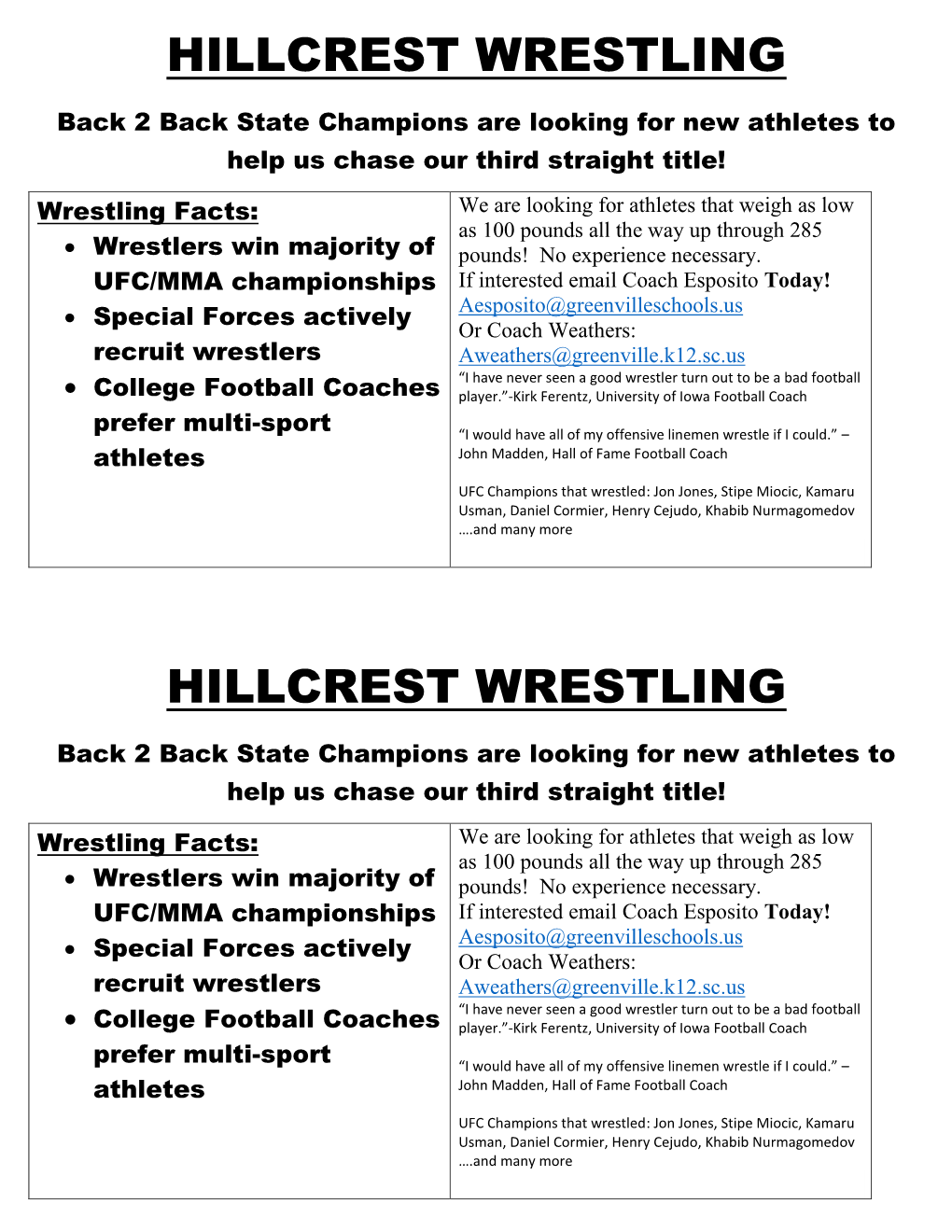Hillcrest Wrestling Hillcrest Wrestling