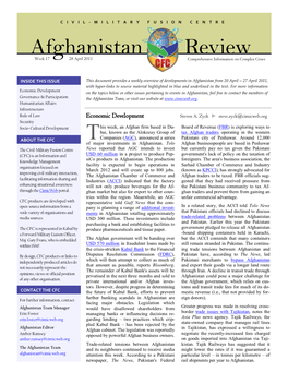 Afghanistan Review Week 17 28 April 2011 Comprehensive Information on Complex Crises