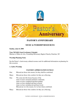 Pastor's Anniversary