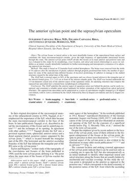 The Anterior Sylvian Point and the Suprasylvian Operculum