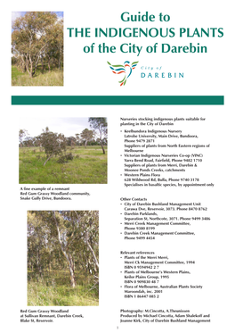 Guide to the INDIGENOUS PLANTS of the City of Darebin
