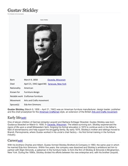 Gustav Stickley from Wikipedia, the Free Encyclopedia