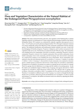 Flora and Vegetation Characteristics of the Natural Habitat of the Endangered Plant Pterygopleurum Neurophyllum