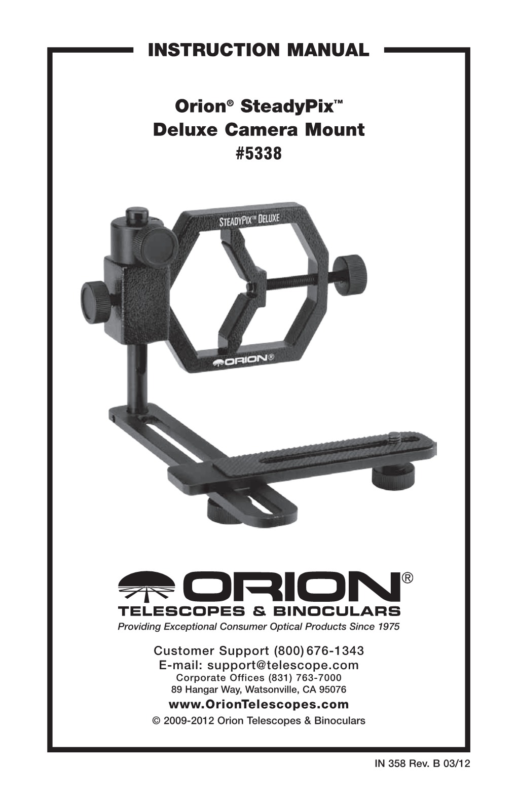 Orion® Steadypix™ Deluxe Camera Mount Instruction Manual