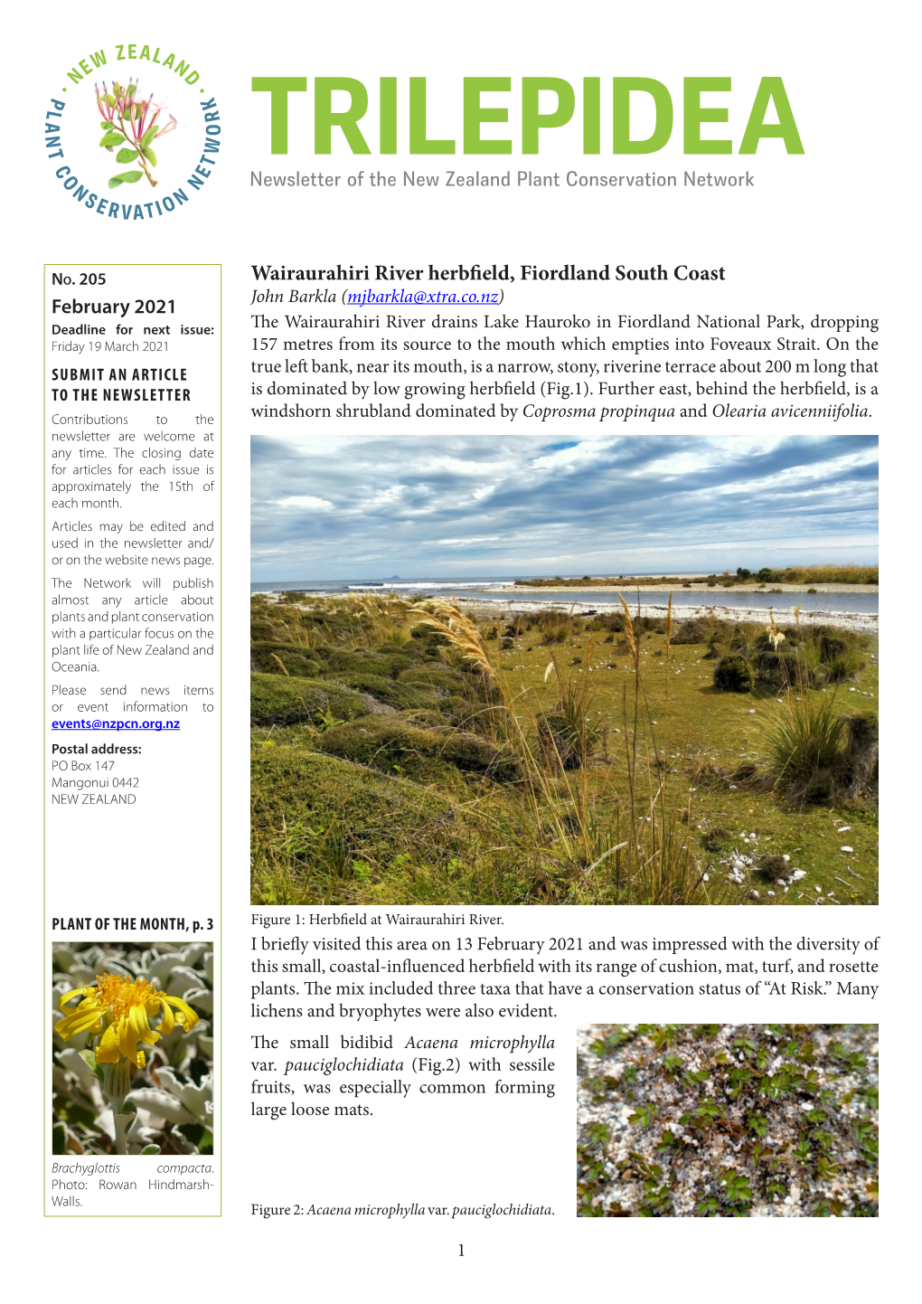 TRILEPIDEA Newsletter of the New Zealand Plant Conservation Network