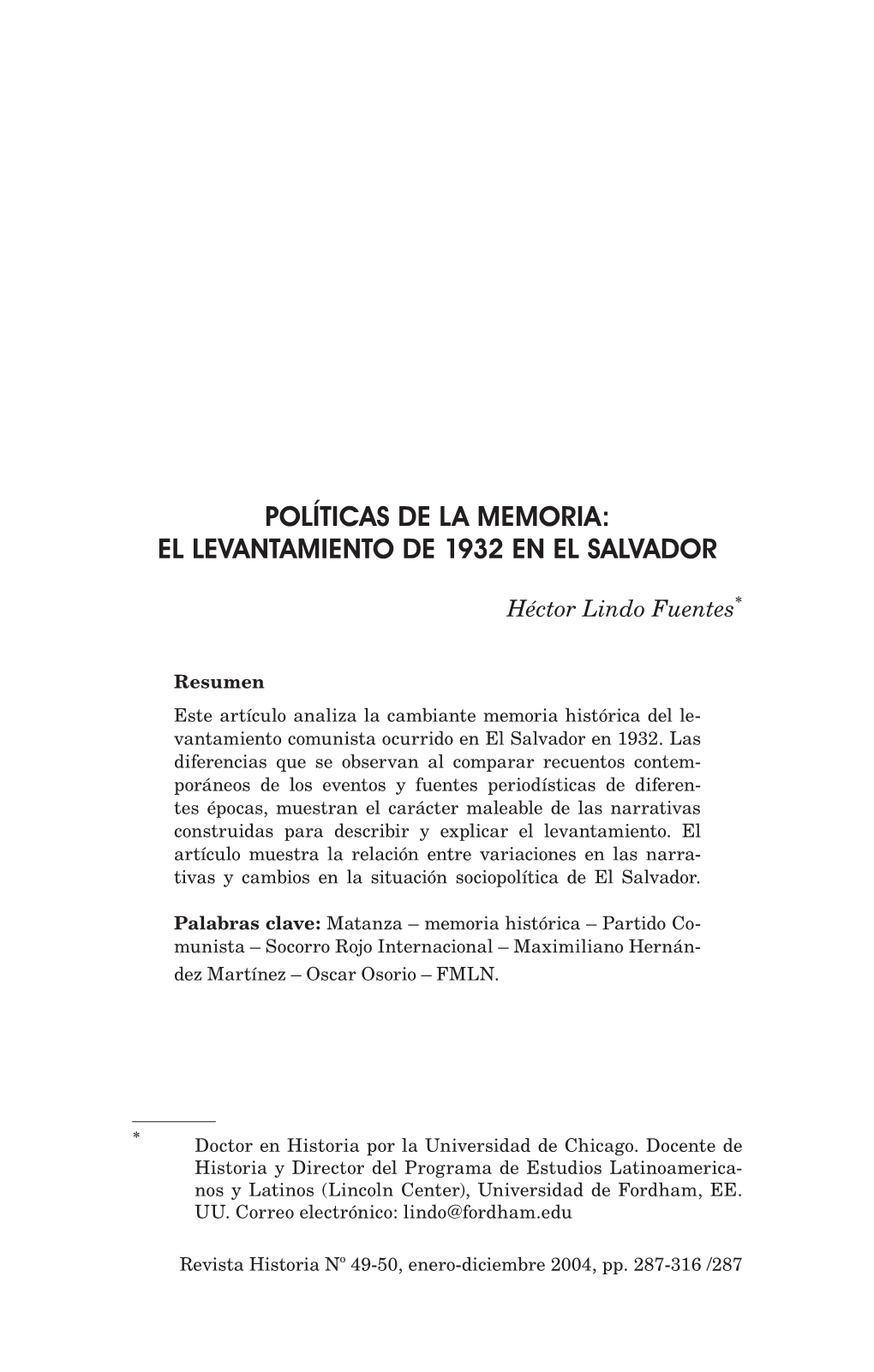 El Levantamiento De 1932 En El Salvador